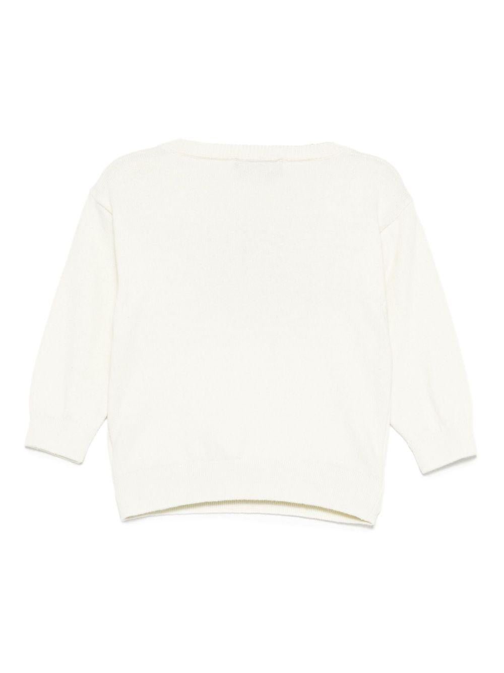 Maglione per neonati Moschino Kids bianco con logo Teddy - Rubino Kids