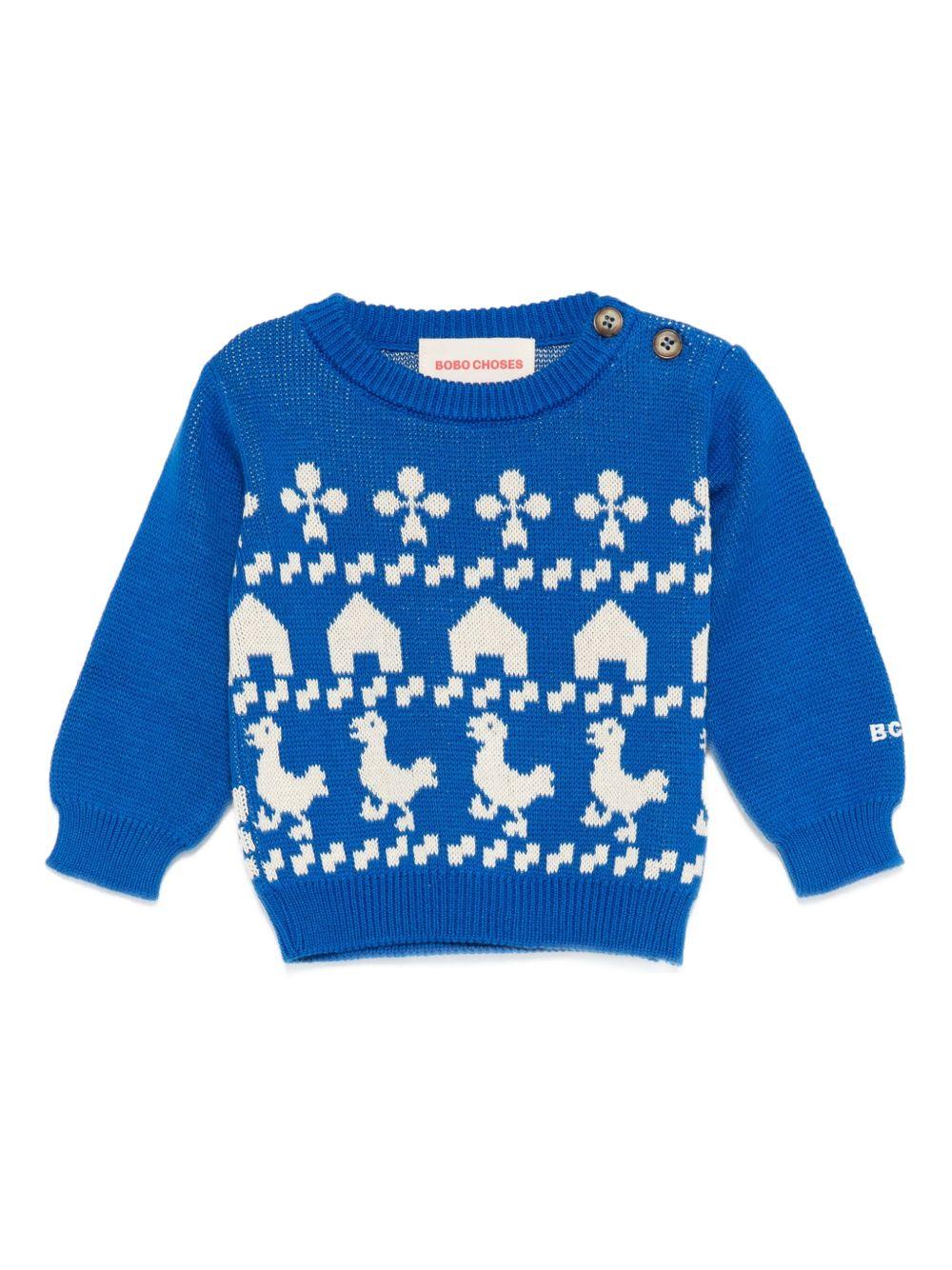 Maglione per neonato Bobo Choses blu con motivo animali da fattoria - Rubino Kids