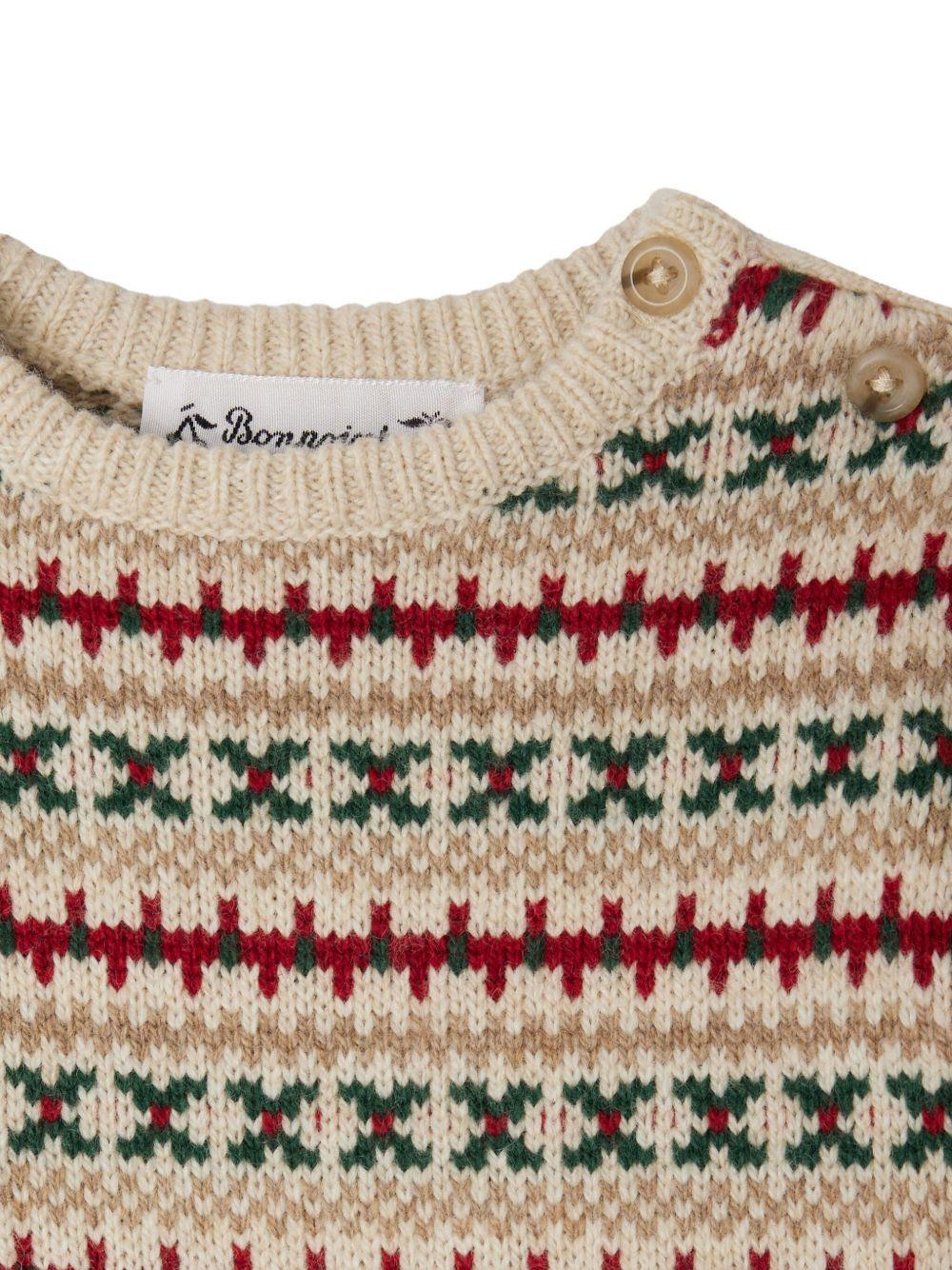 Maglione per neonato Bonpoint beige con motivo Fair Isle - Rubino Kids