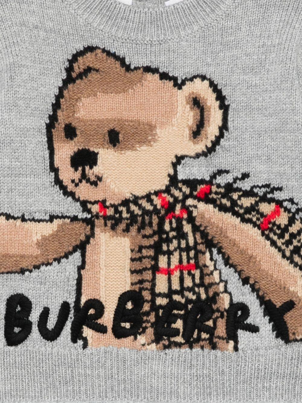 Maglione per neonato Burberry Kids grigio con ricamo sul davanti - Rubino Kids