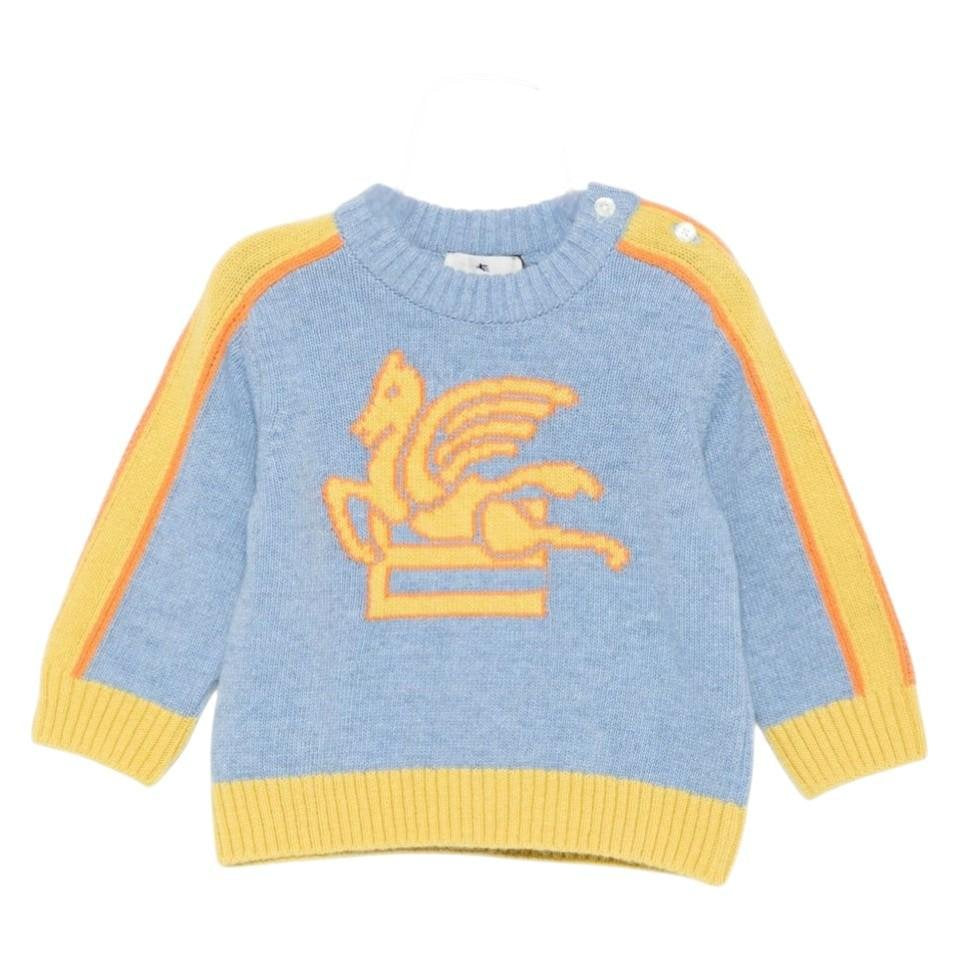 Maglione per neonato ETRO Kids azzurro con motivo Pegaso ricamato - Rubino Kids