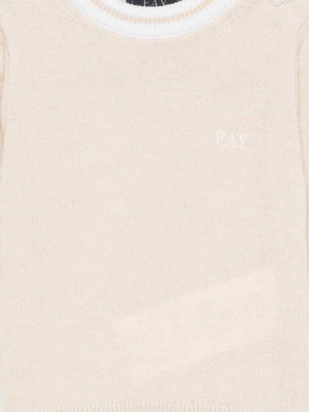 Maglione per neonato Fay Kids beige con bordo a coste - Rubino Kids