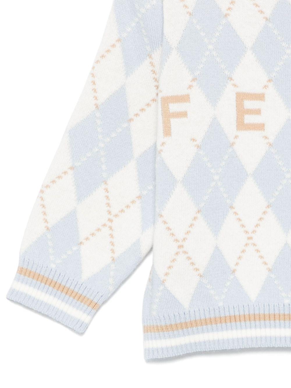 Maglione per neonato Fendi Kids azzurro con ricamo - Rubino Kids