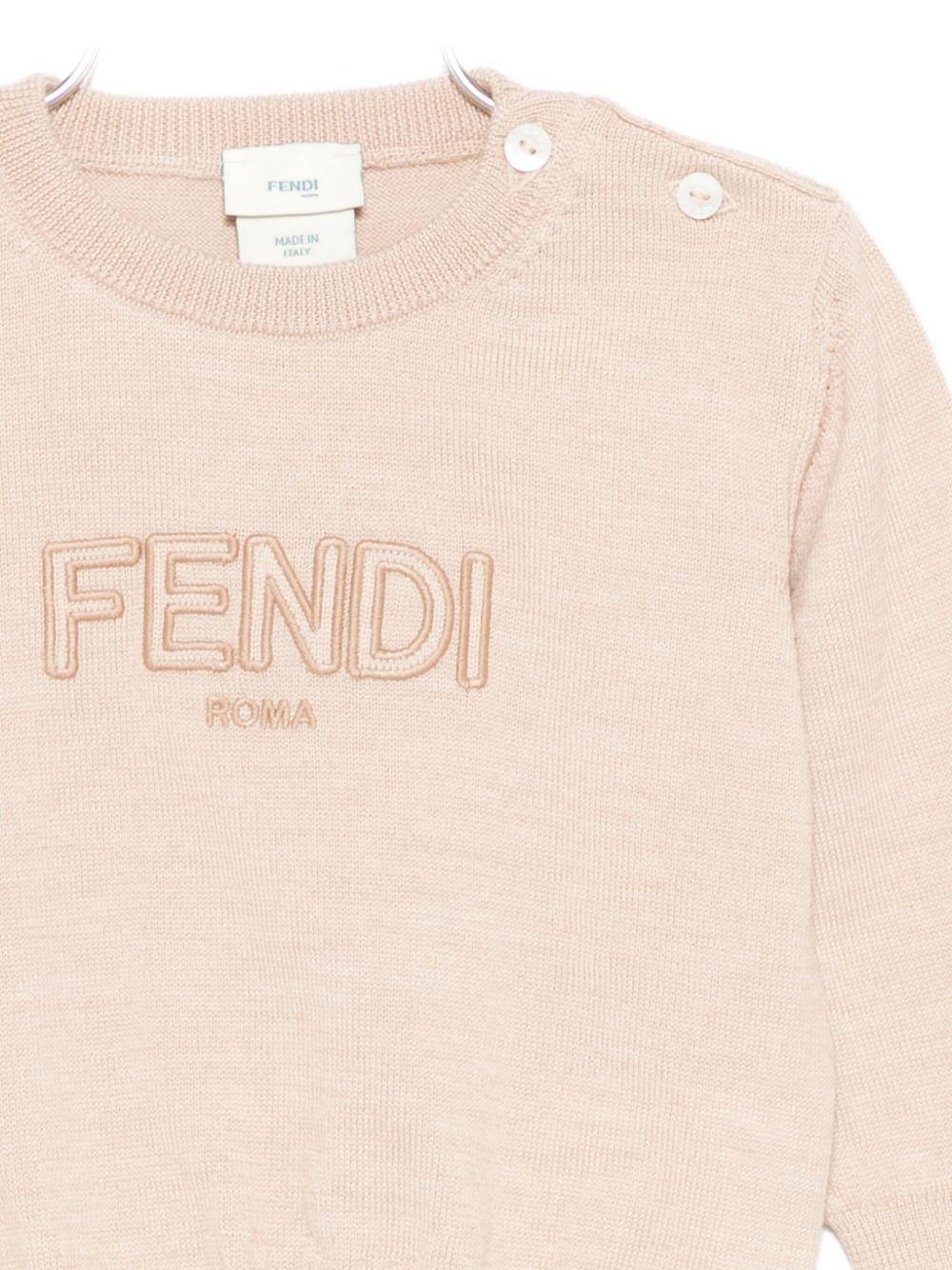 Maglione per neonato Fendi Kids beige con logo ricamato - Rubino Kids
