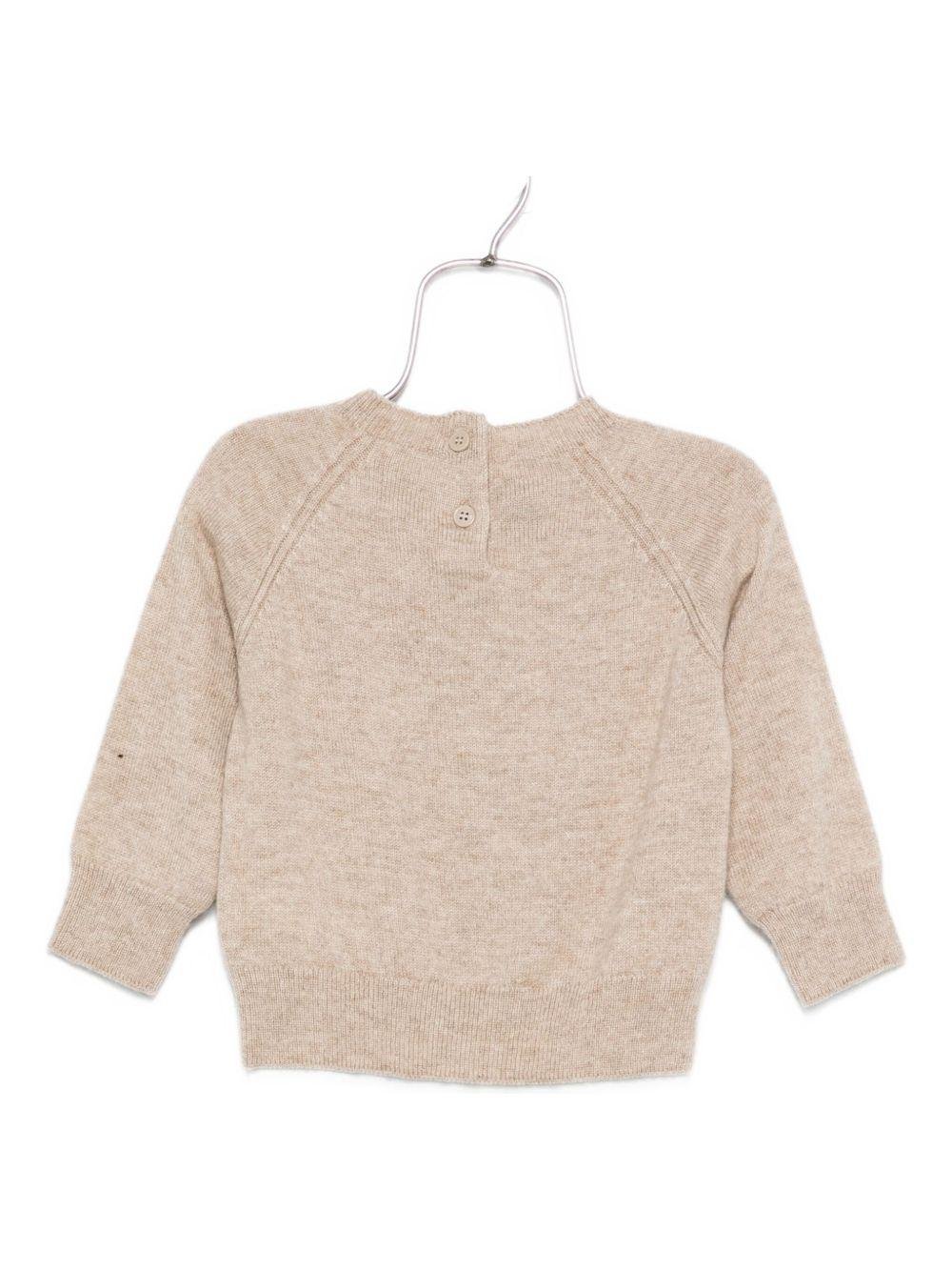 Maglione per neonato Moncler Enfant beige con toppa con logo - Rubino Kids