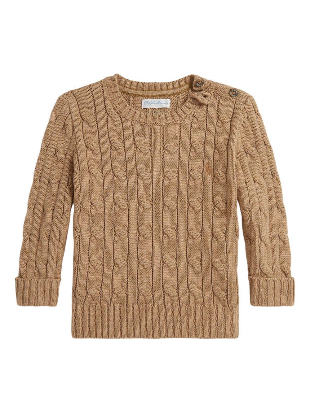 Maglione per neonato Polo Ralph Lauren Kids beige con motivo frontale a trecce - Rubino Kids