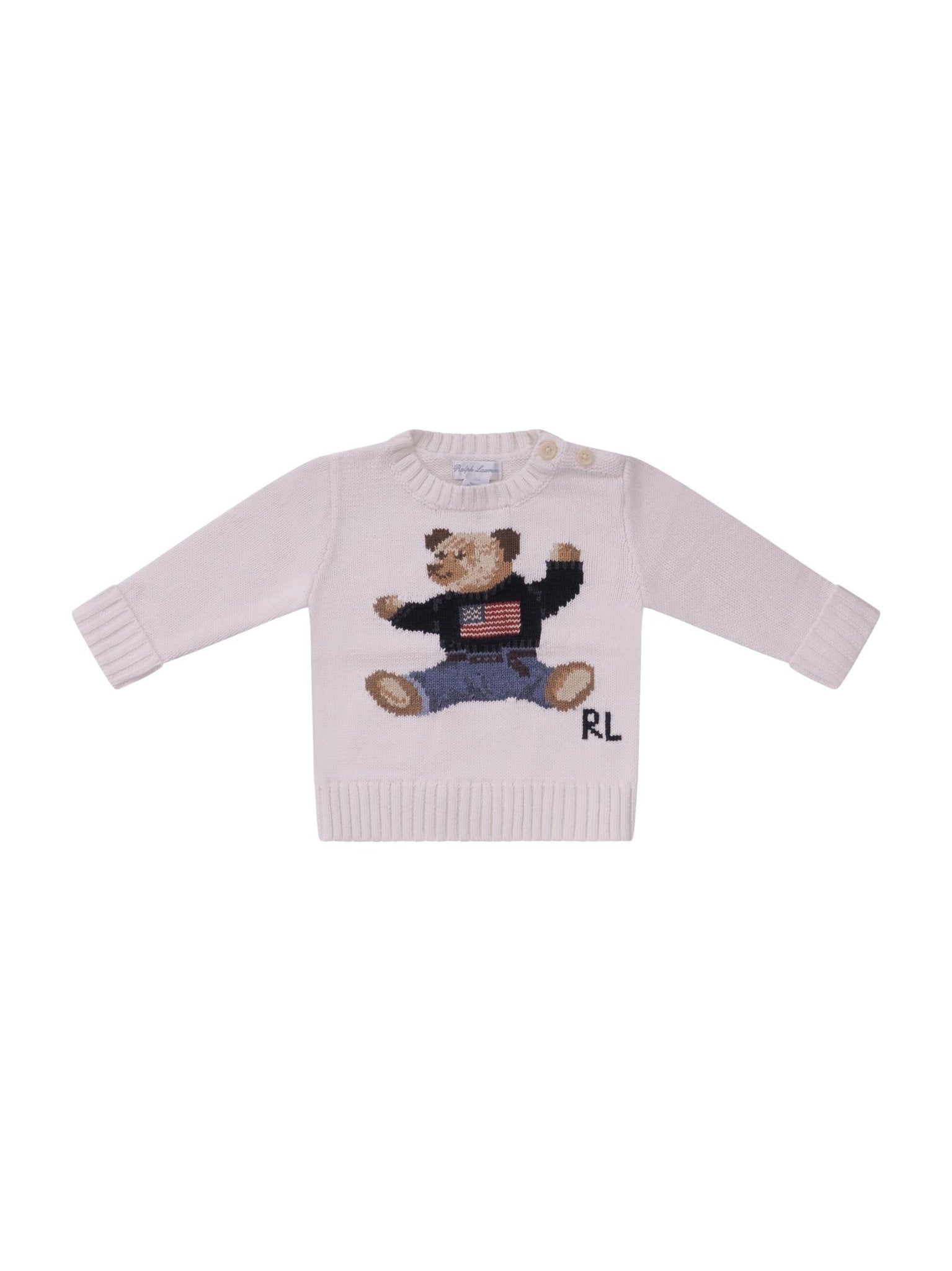 Maglione per neonato Polo Ralph Lauren Kids bianca con stampa grafica sul davanti<BR/> - Rubino Kids