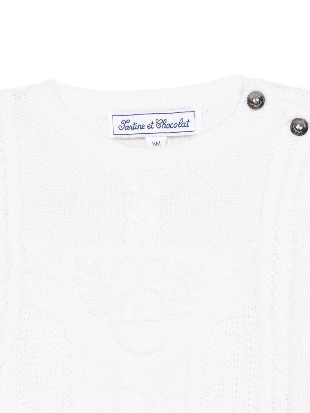 Maglione per neonato Tartine Et Chocolate bianco con maglia a trecce - Rubino Kids