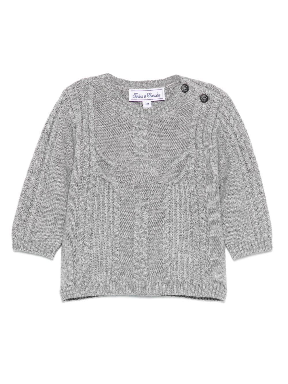Maglione per neonato Tartine Et Chocolate grigio con maglia a trecce - Rubino Kids