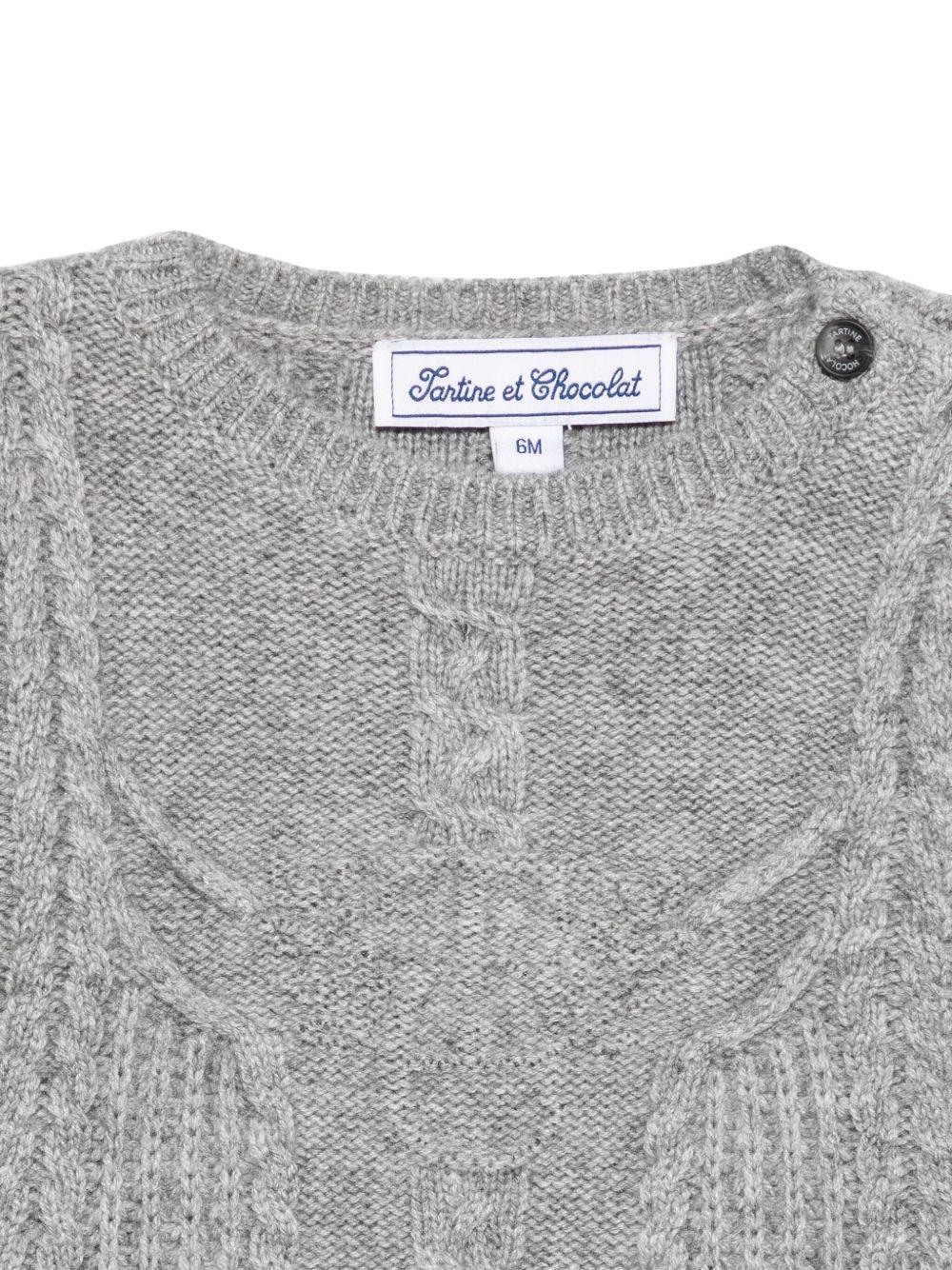 Maglione per neonato Tartine Et Chocolate grigio con maglia a trecce - Rubino Kids