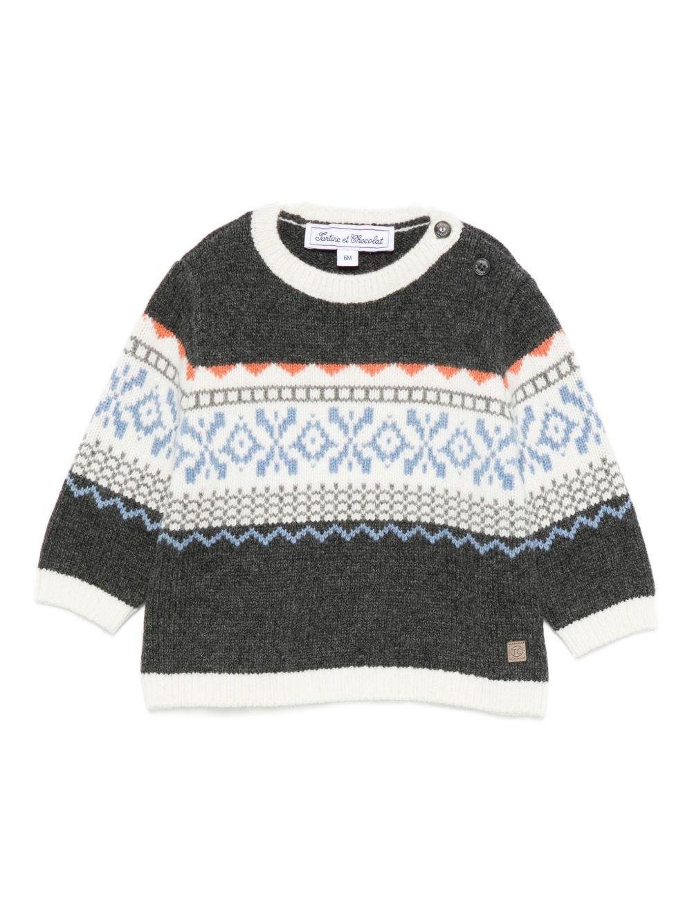 Maglione per neonato Tartine Et Chocolate grigio con motivo fair - isle - Rubino Kids