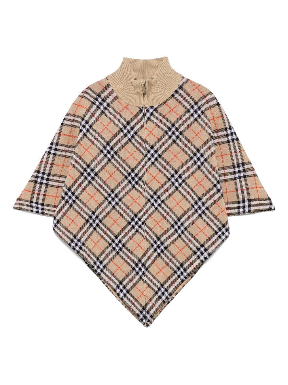 Mantella per bambina Burberry Kids in lana con motivo a quadro - Rubino Kids