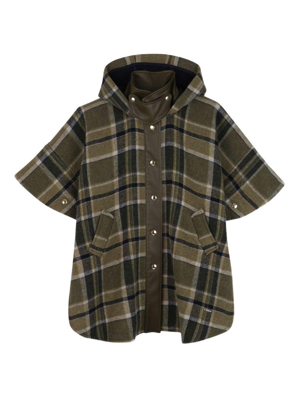 Mantella per bambina Chloé Kids verde con design a quadri - Rubino Kids