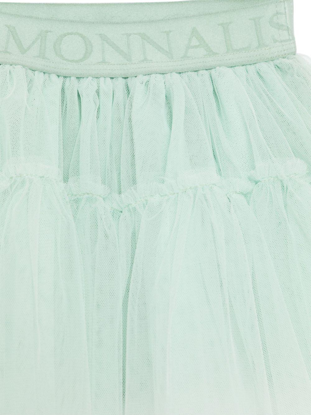 Minigonna in tulle per neonata Monnalisa verde con orlo svasato - Rubino Kids