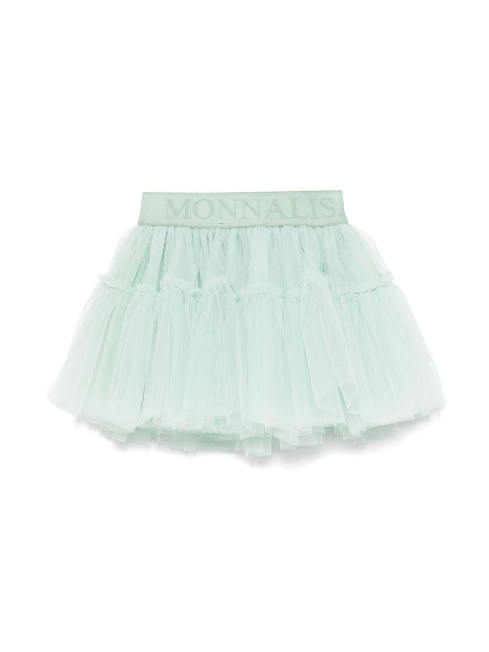 Minigonna in tulle per neonata Monnalisa verde con orlo svasato - Rubino Kids