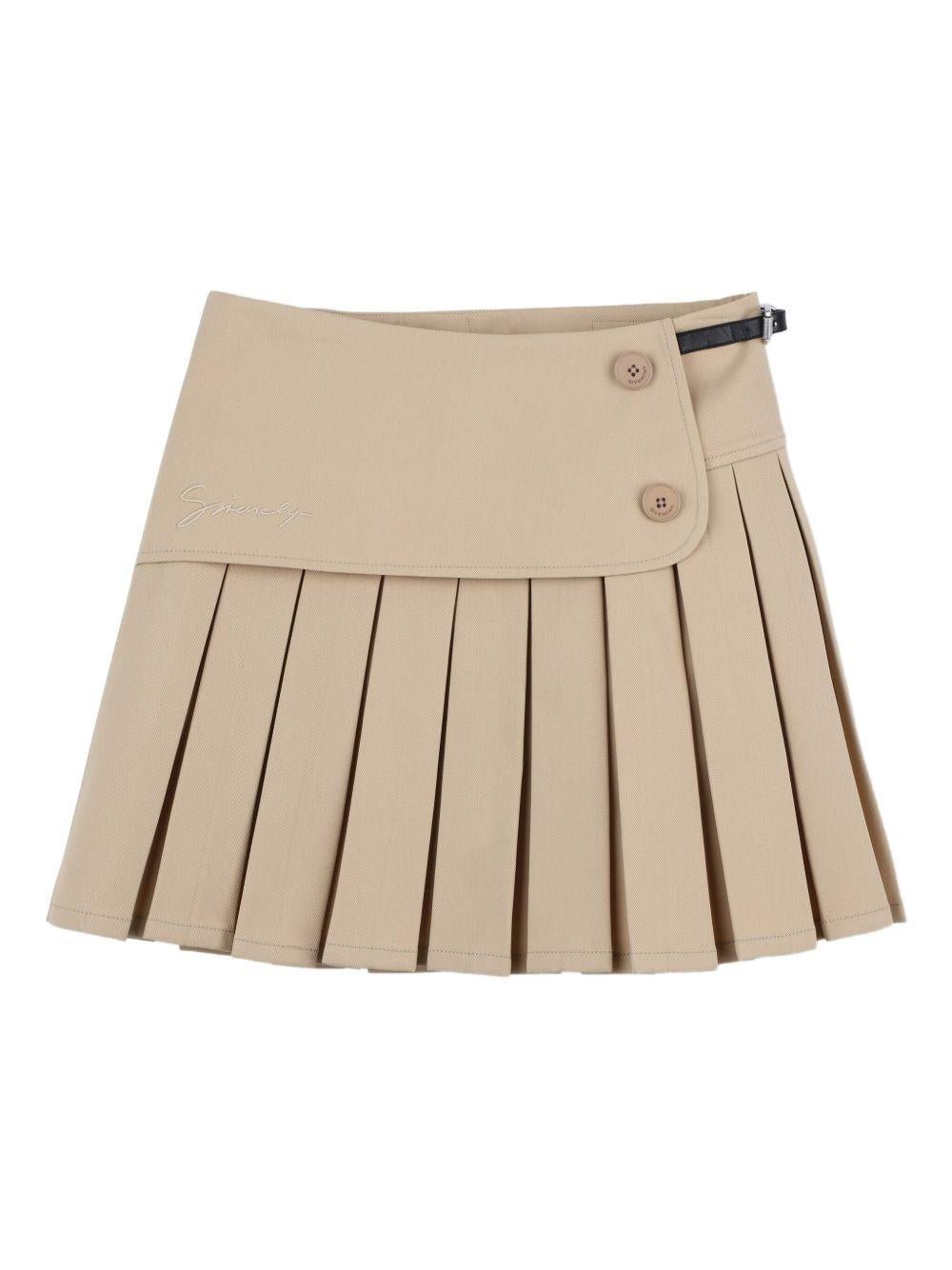 Minigonna per bambina Givenchy Kids beige con plissé - Rubino Kids