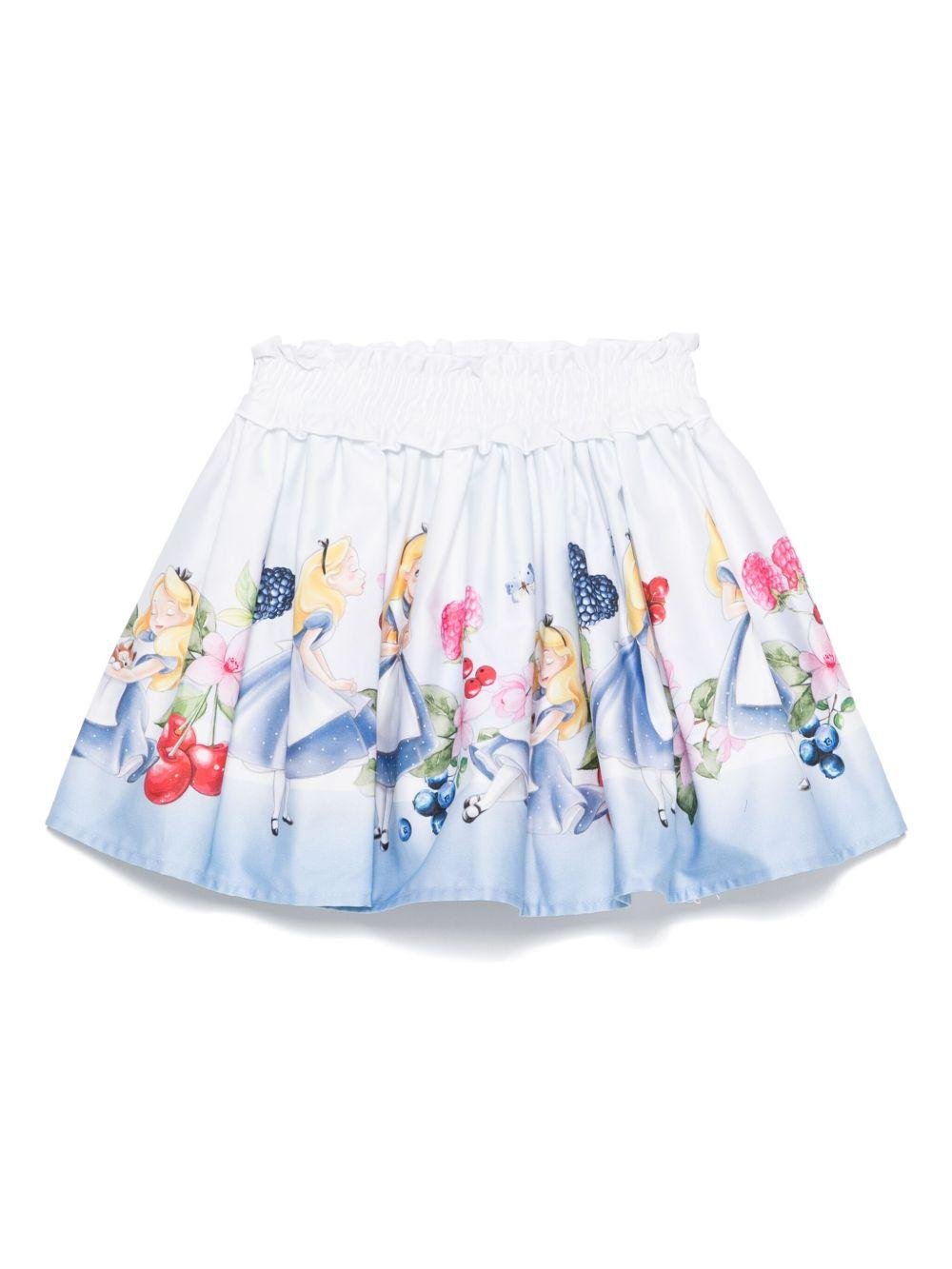 Minigonna per bambina Monnalisa Disney bianco con stampa - Rubino Kids