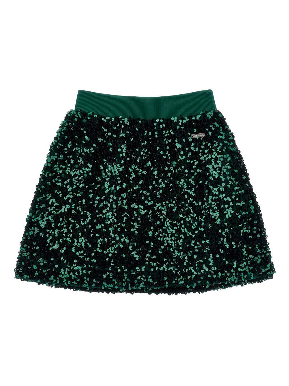 Minigonna per bambina Monnalisa verde con paillettes - Rubino Kids