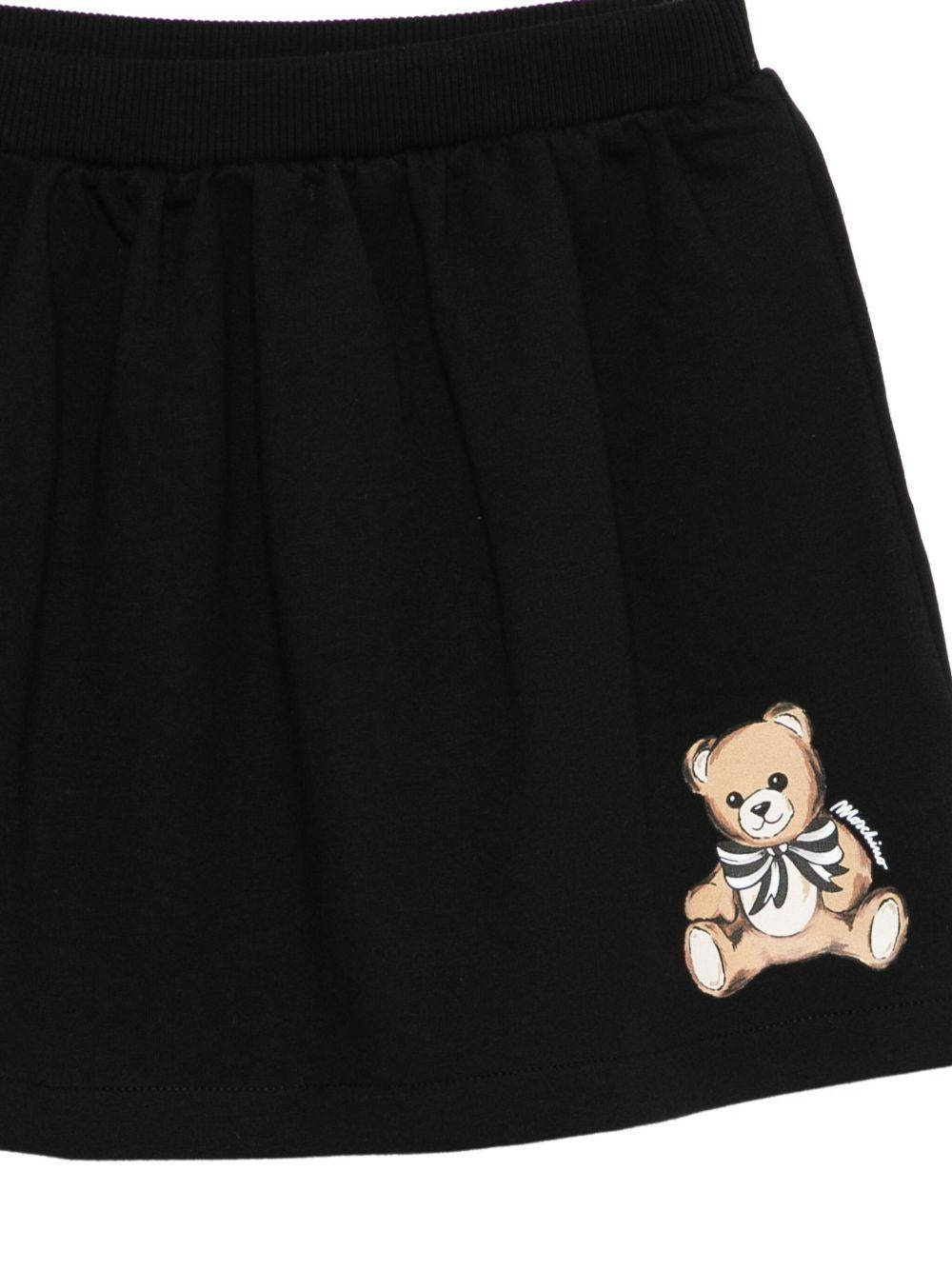 Minigonna per bambina Moschino Kids nero elasticizzata in vita Teddy Bear - Rubino Kids