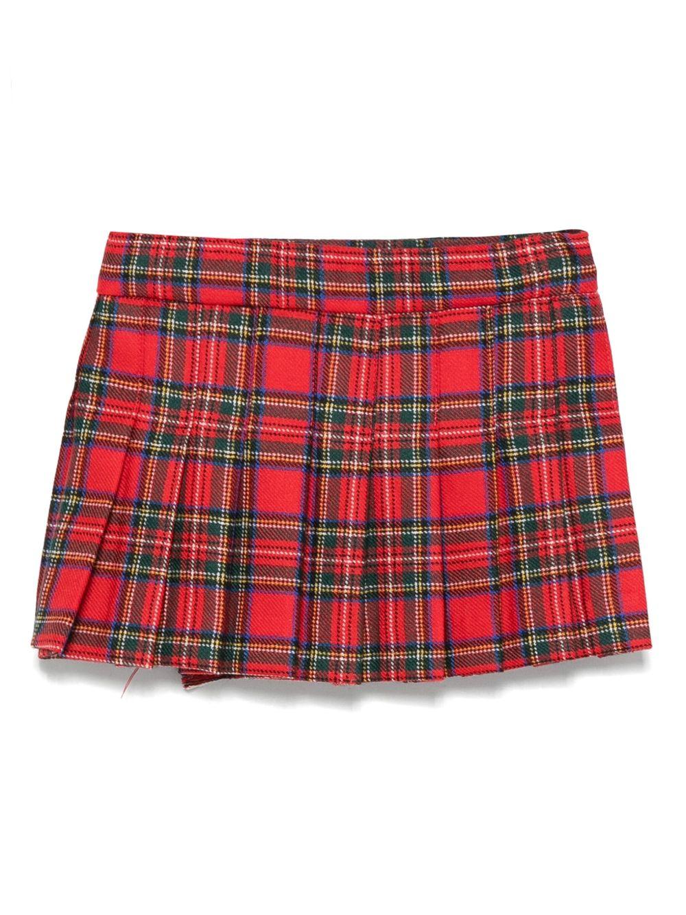 Minigonna per neonata Mariella Ferrari rosso a quadri plissettati - Rubino Kids