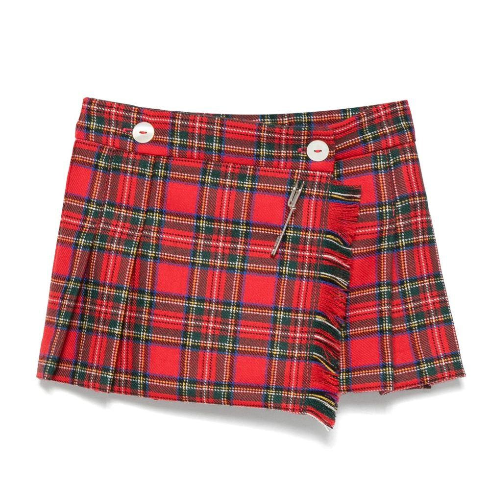 Minigonna per neonata Mariella Ferrari rosso a quadri plissettati - Rubino Kids