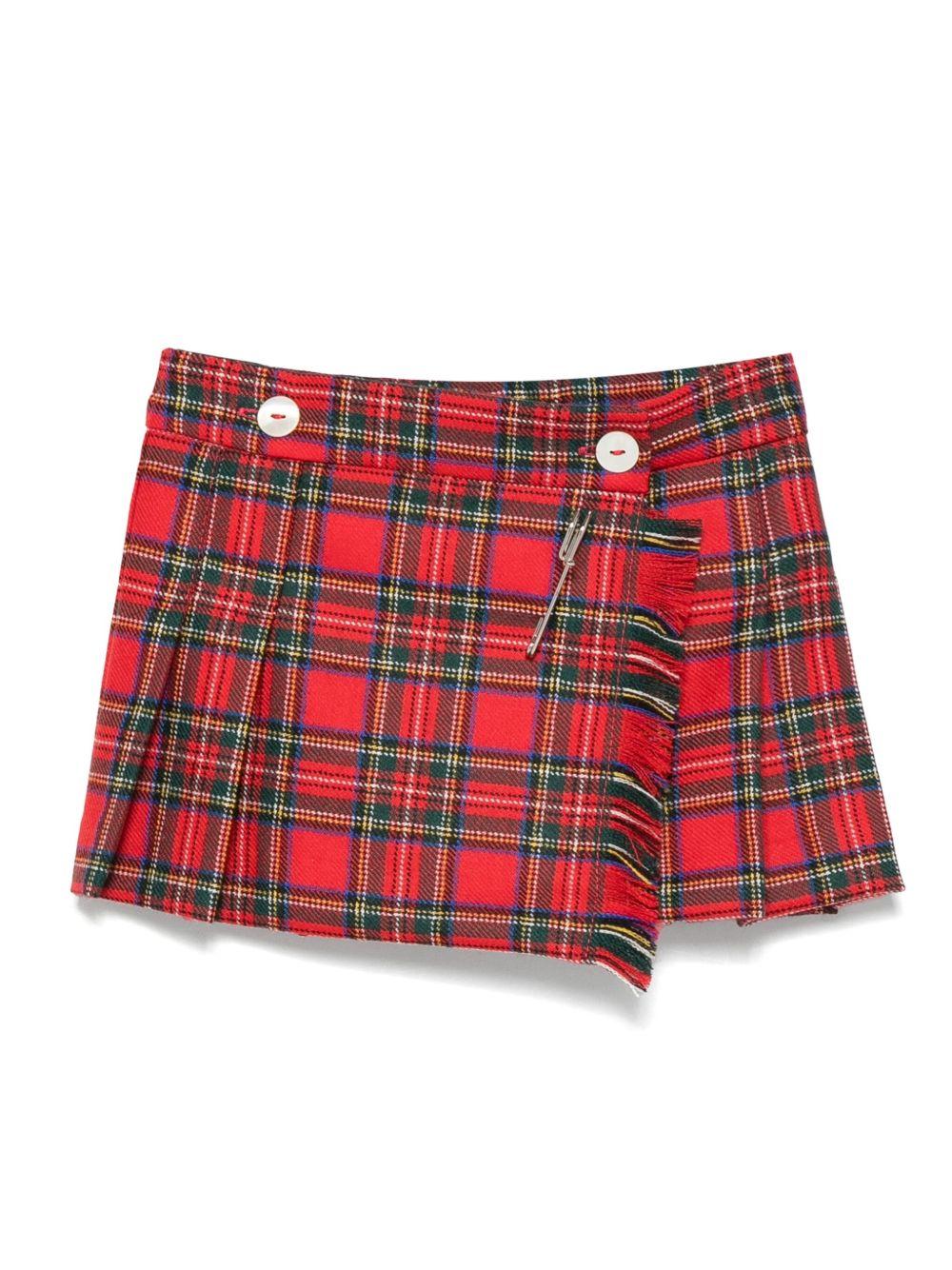 Minigonna per neonata Mariella Ferrari rosso a quadri plissettati - Rubino Kids