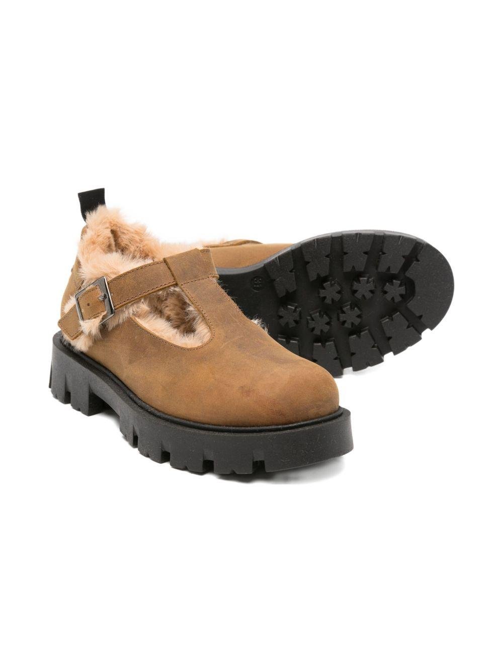 Mocassini per bambina Douuod Kids marrone con fodera in pelliccia - Rubino Kids