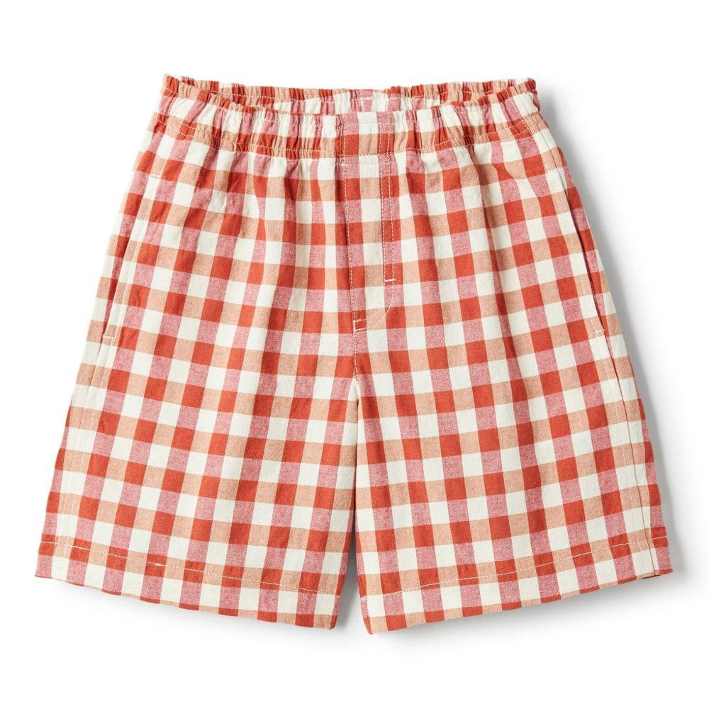 Pantaloncini a quadri per bambino Il Gufo rosso con spacchi tasca - Rubino Kids