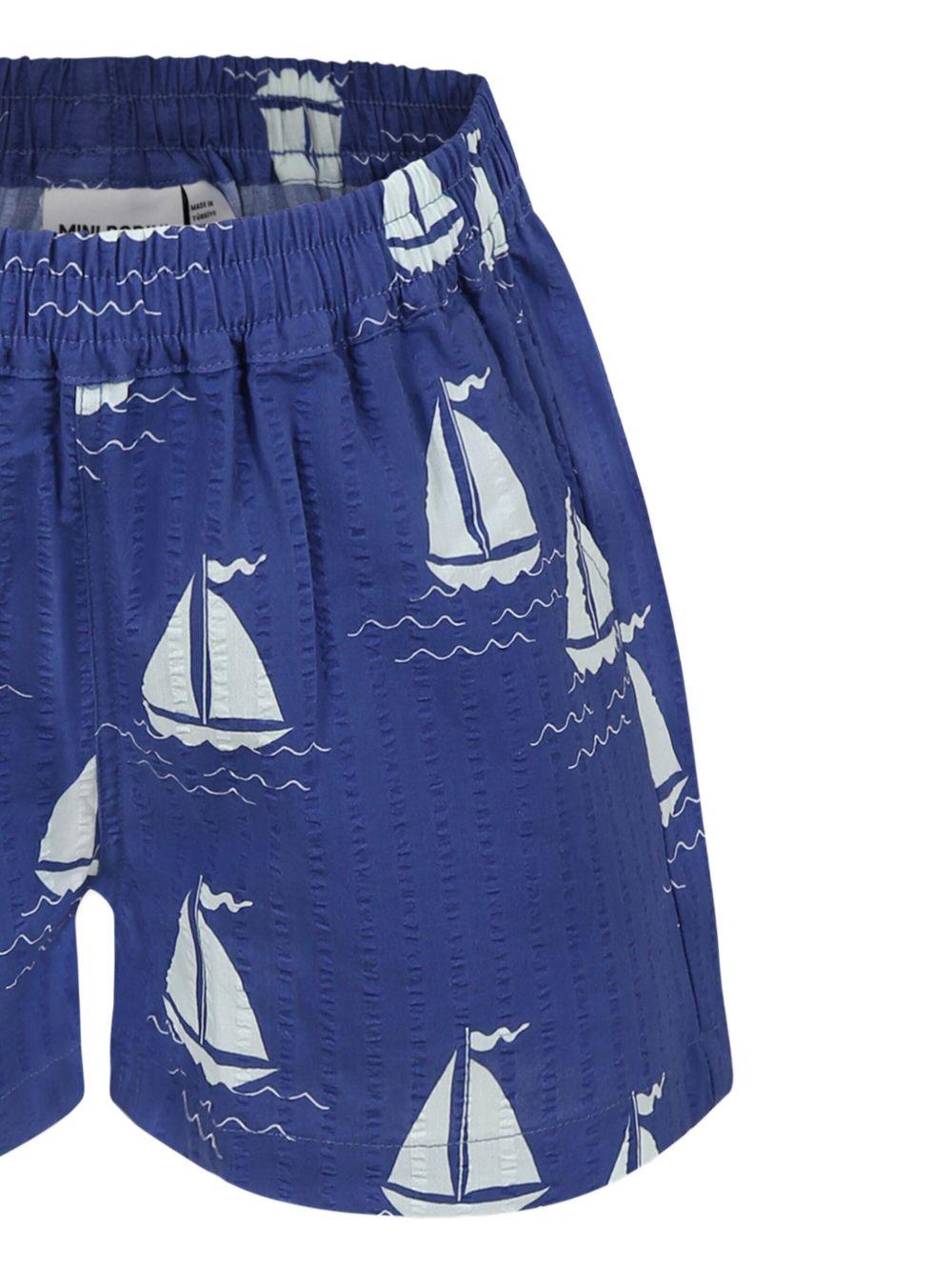 Pantaloncini Barche a vela per bambino Mini Rodini blu con orlo dritto - Rubino Kids