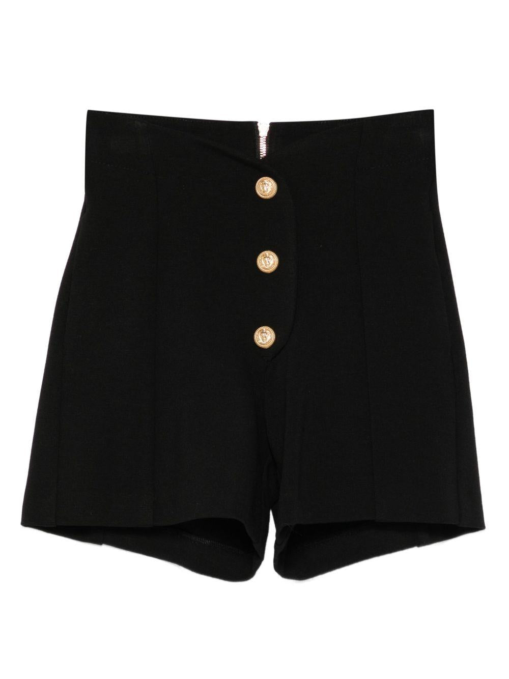 Pantaloncini per bambina Balmain Kids neri a vita alta con bottoni - Rubino Kids