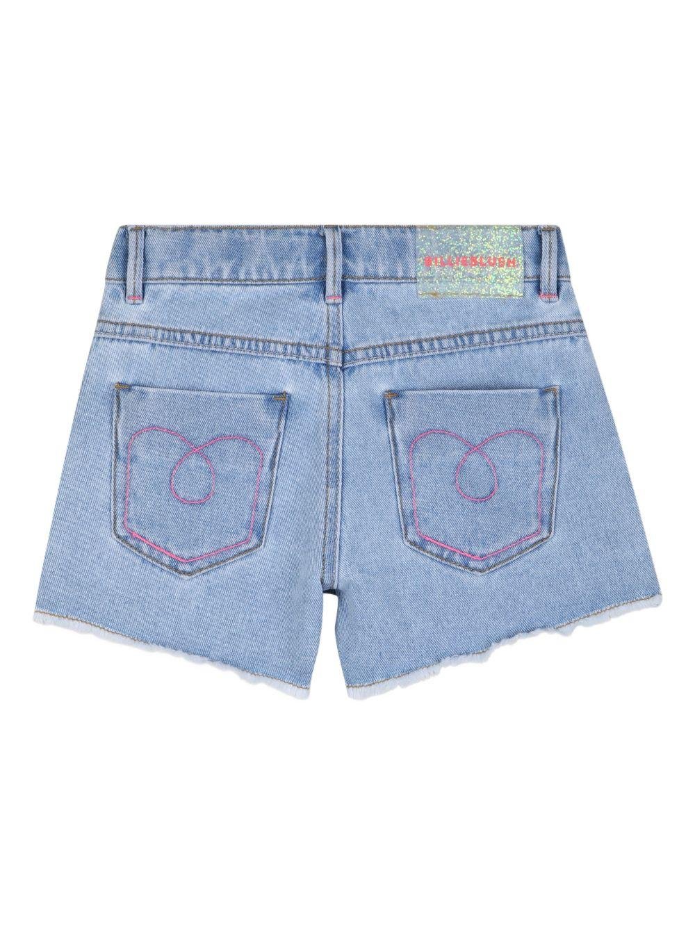 Pantaloncini per bambina BillieBlush blu con decorazioni in cristallo - Rubino Kids