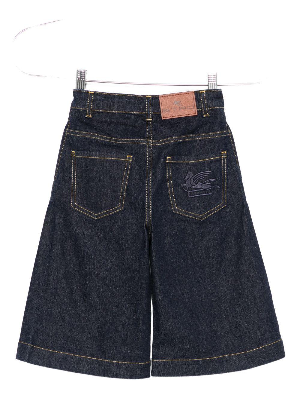 Pantaloncini per bambina ETRO KIDS denim con tasche ricamate - Rubino Kids