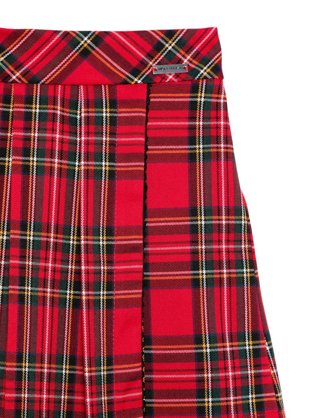 Pantaloncini per bambina Monnalisa rosso motivo a quadri plissettato - Rubino Kids