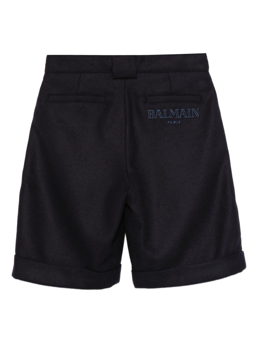 Pantaloncini per bambino Balmain Kids blu con bottoni con logo - Rubino Kids