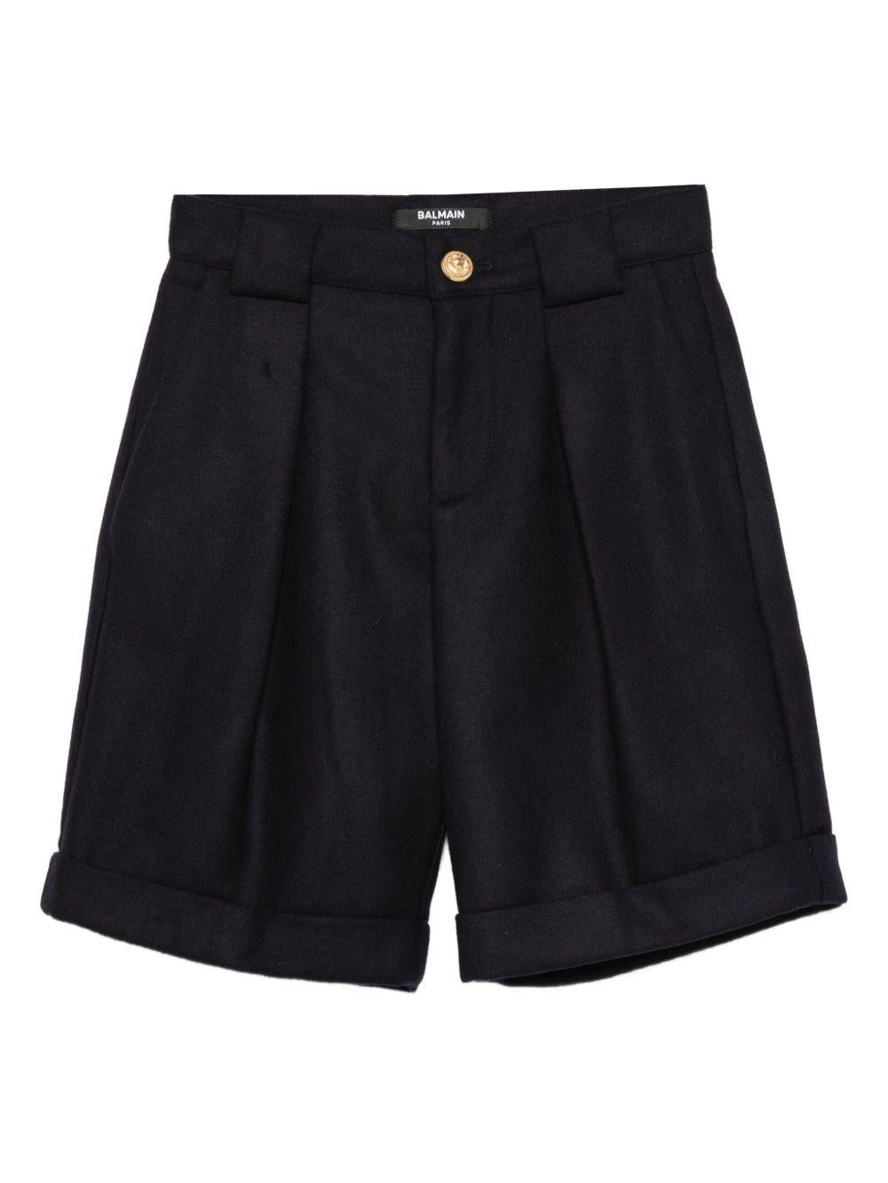 Pantaloncini per bambino Balmain Kids blu con bottoni con logo - Rubino Kids