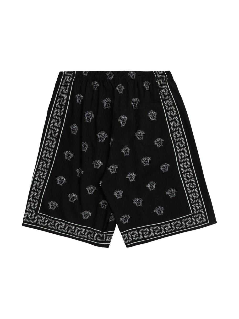 Pantaloncini per bambino Versace Kids Medusa Bandana nero con dettaglio Greca - Rubino Kids
