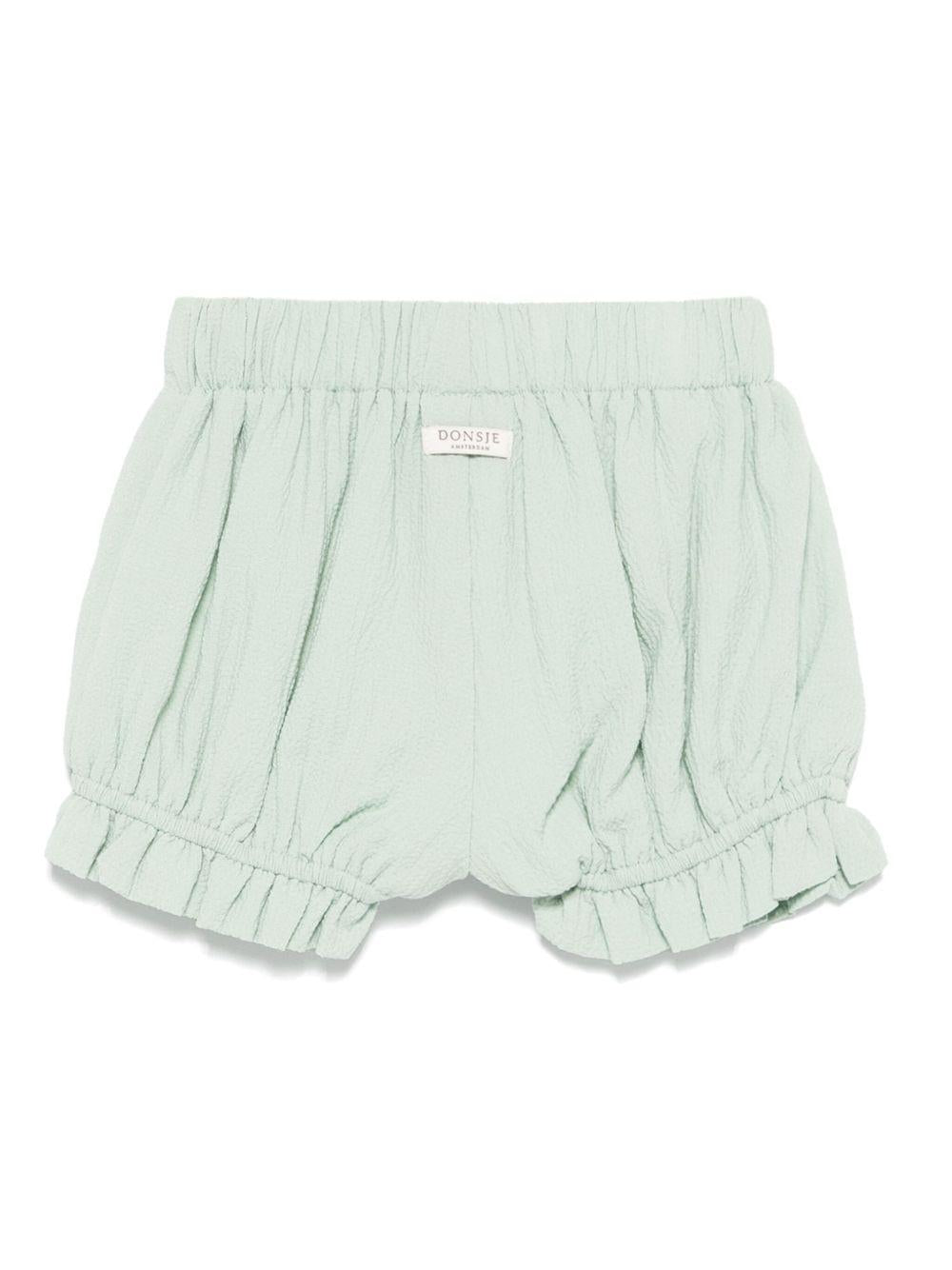 Pantaloncini per neonata Donsje Gwenda verde con orlo con ruches - Rubino Kids