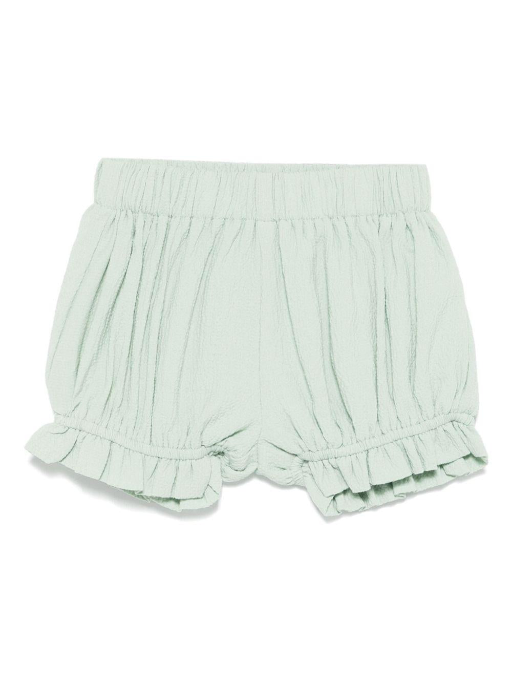 Pantaloncini per neonata Donsje Gwenda verde con orlo con ruches - Rubino Kids