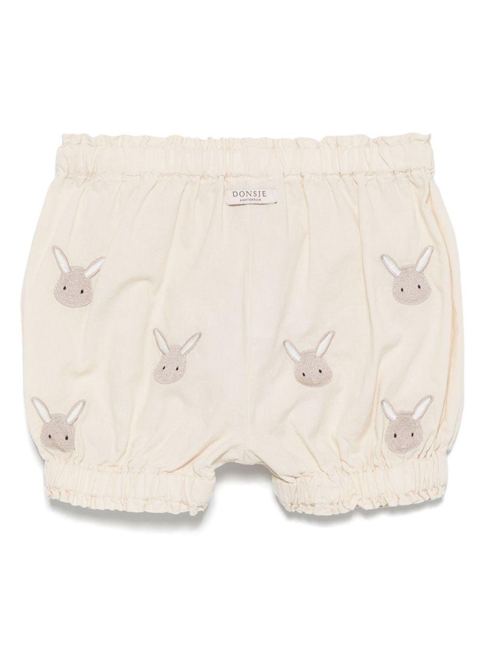Pantaloncini per neonato Donsje Carson beige con ricamo all - over - Rubino Kids