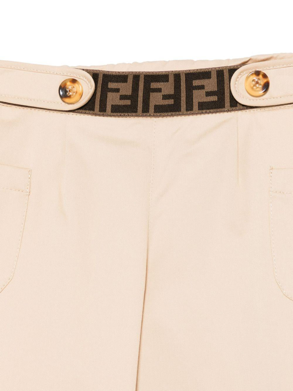Pantalone baby in gabardina per neonato Fendi Kids beige con dettaglio elastico - Rubino Kids