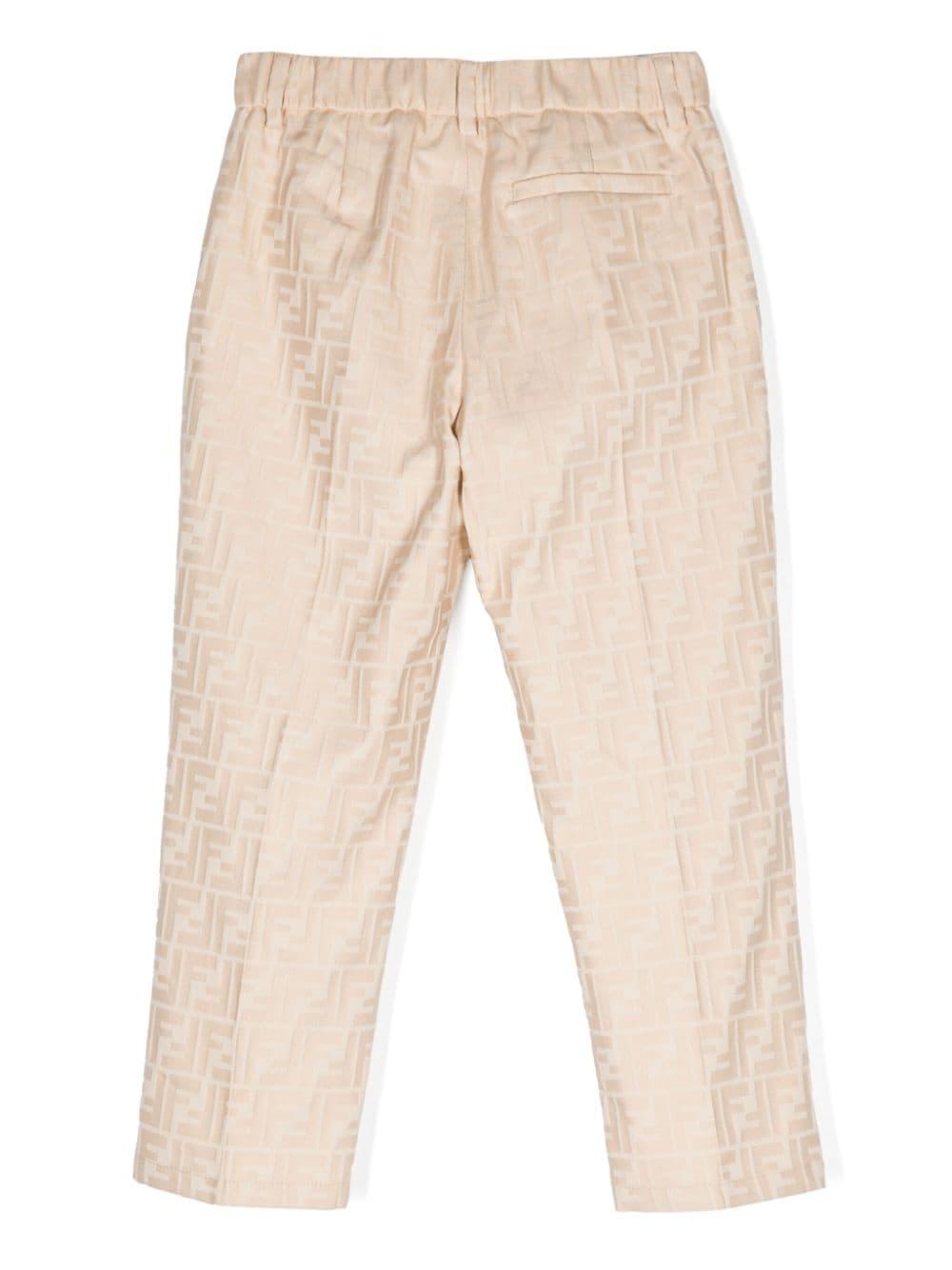 Pantalone classico per bambina Fendi Kids beige logato - Rubino Kids