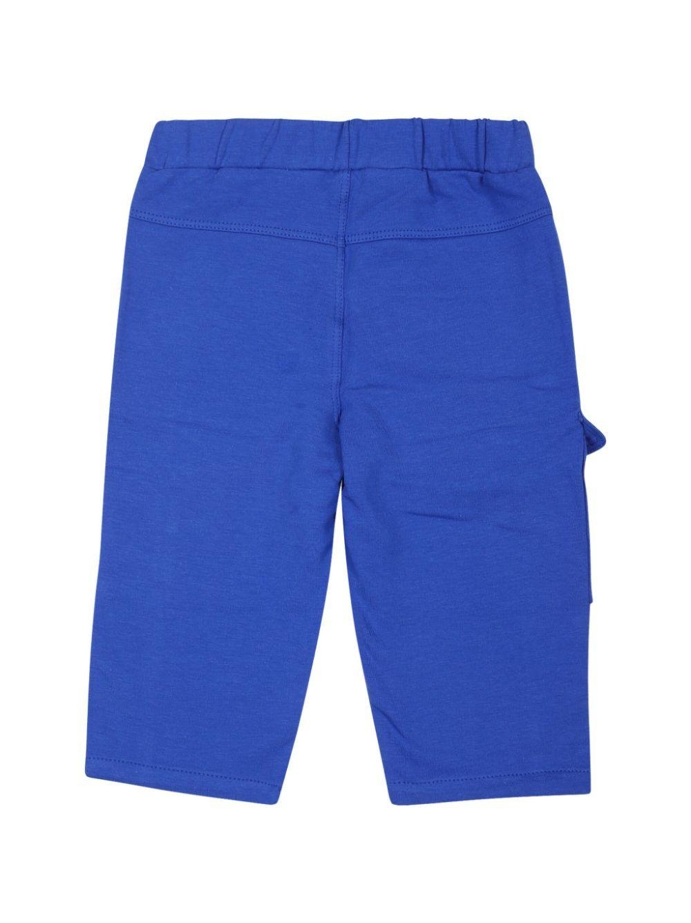 Pantaloni blu per neonato con ricamo logo frontale MSGM Kids - Rubino Kids