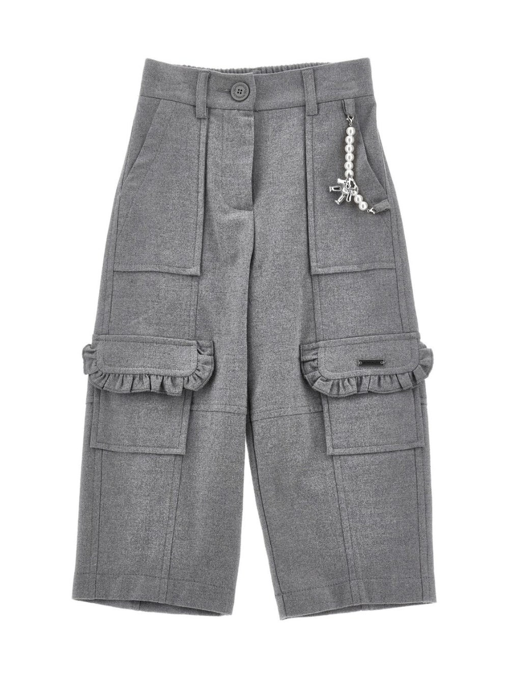 Pantaloni cargo per bambina Monnalisa grigi con due tasche laterali - Rubino Kids