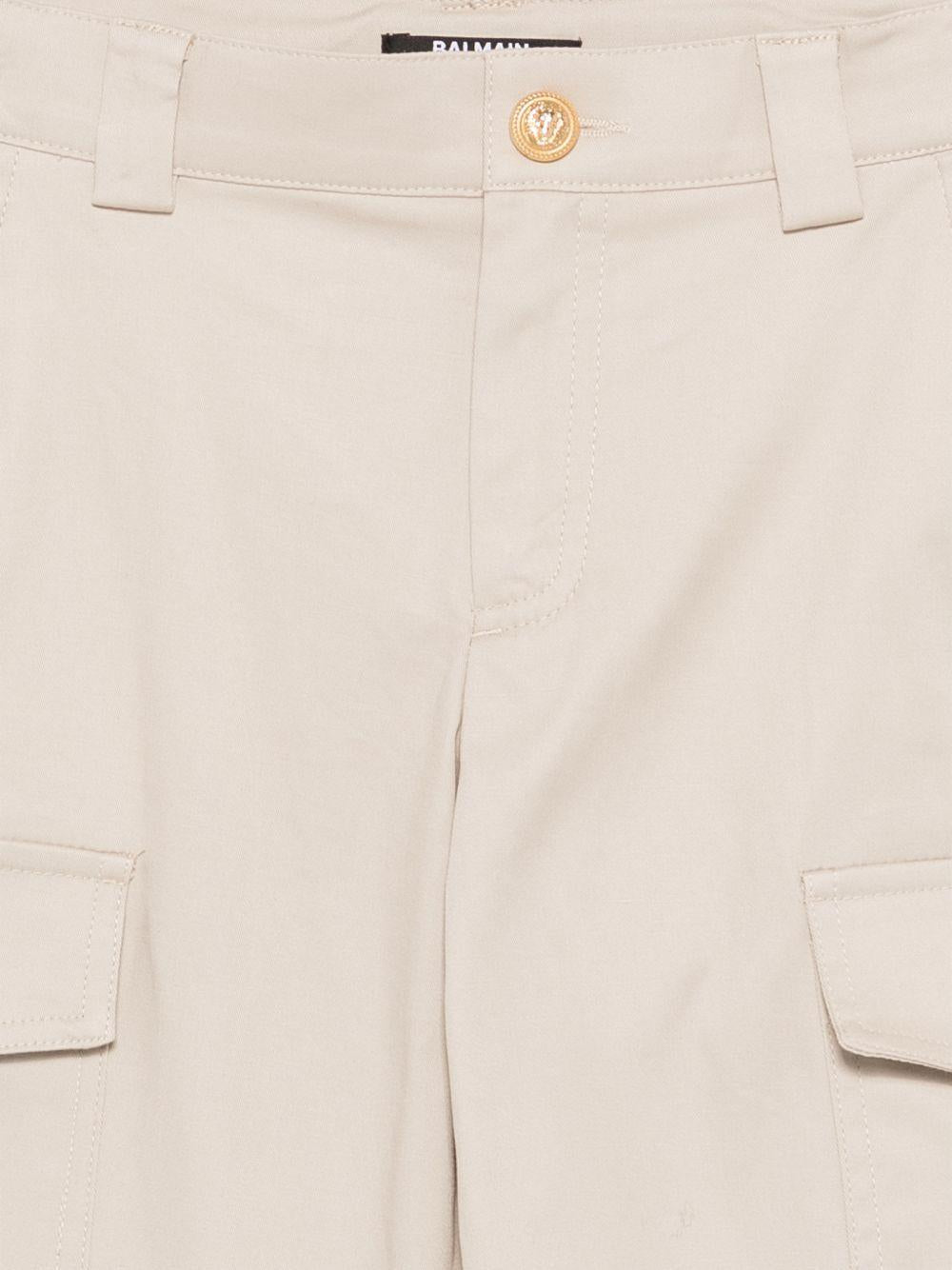 Pantaloni cargo per bambino Balmain Kids beige con bottoni color oro - Rubino Kids