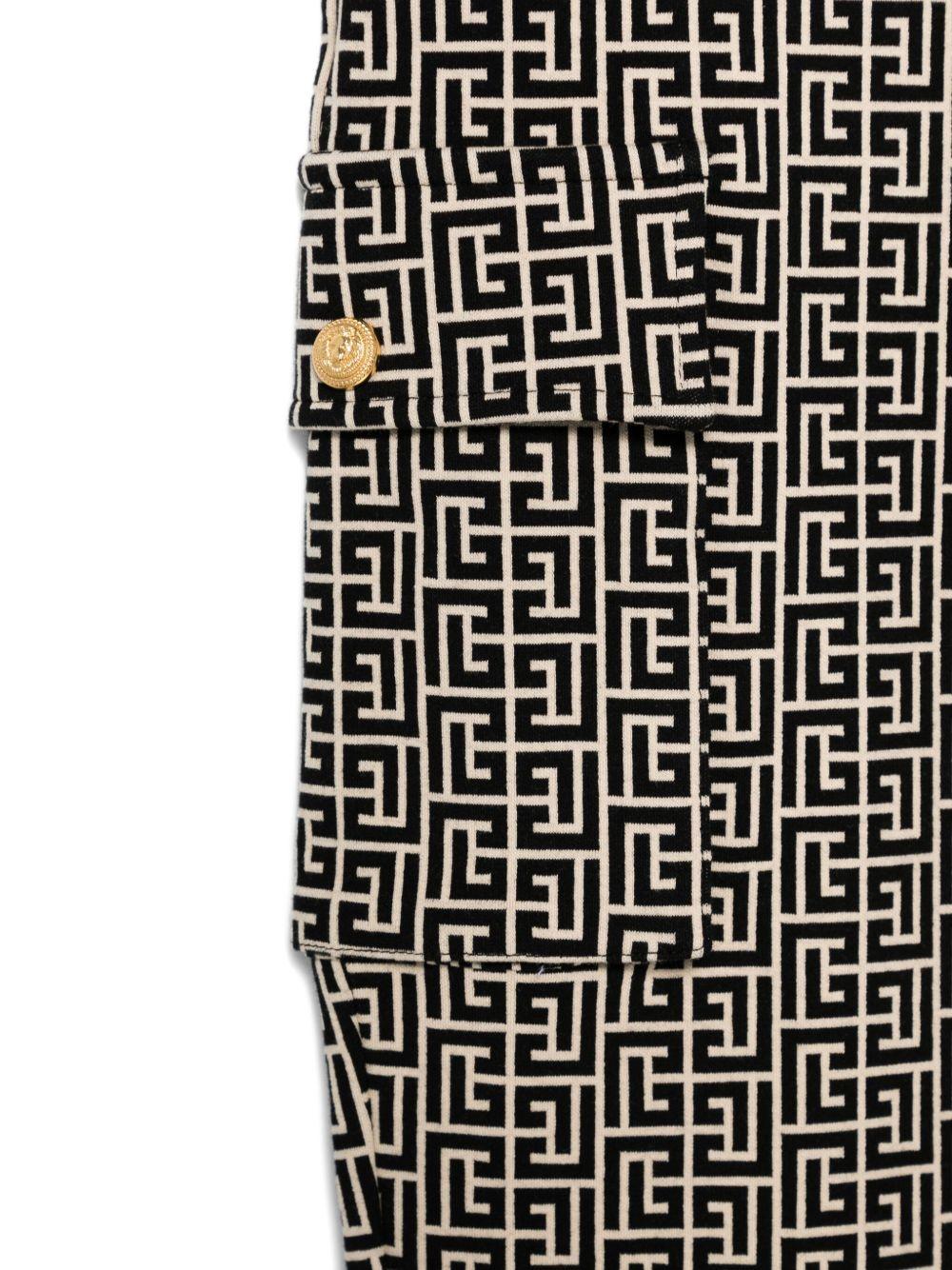 Pantaloni cargo per bambino Balmain Kids beige con motivo geometrico - Rubino Kids