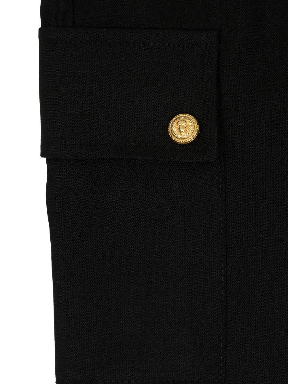 Pantaloni cargo per bambino Balmain Kids nero con bottoni dorati - Rubino Kids