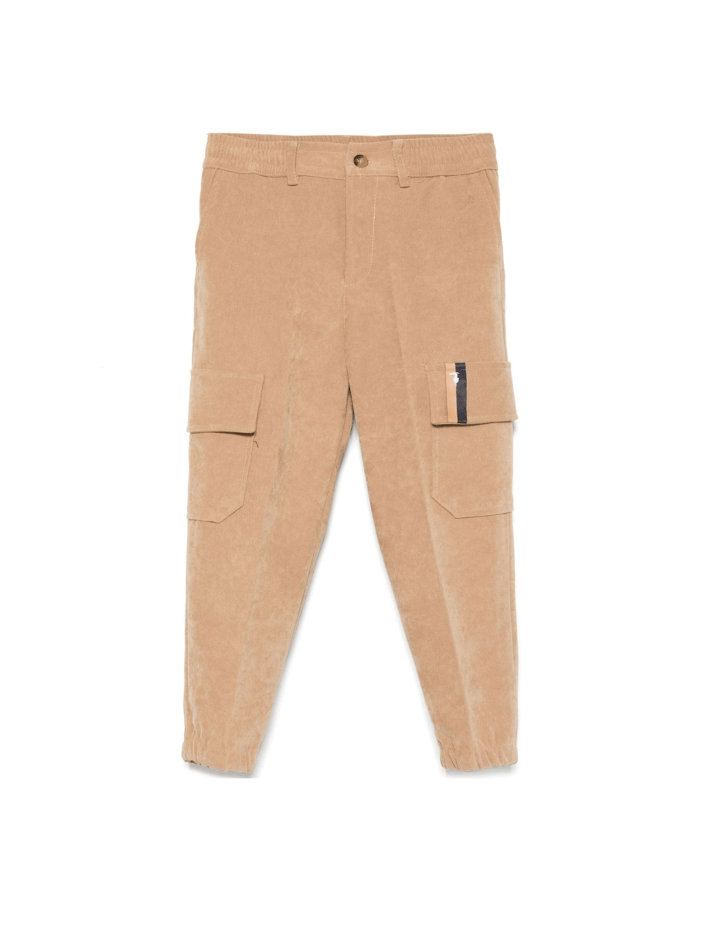 Pantaloni cargo per bambino Trussardi Junior marroni a coste con tasche laterali e orli risvoltati - Rubino Kids