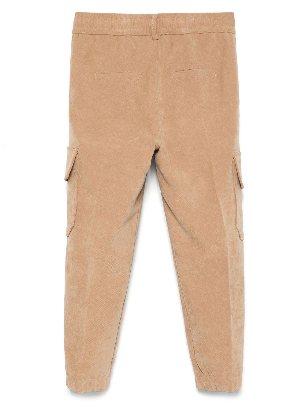 Pantaloni cargo per bambino Trussardi Junior marroni a coste con tasche laterali e orli risvoltati - Rubino Kids