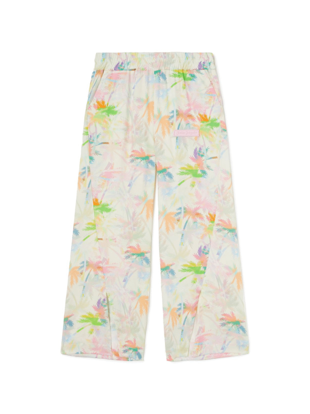 Pantaloni con stampa Palm Tree per bambina Palm Angels Kids bianco con vita elasticizzata - Rubino Kids