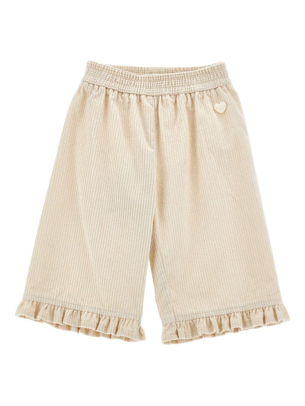 Pantaloni crop per neonata Monnalisa beige con vita elasticizzata - Rubino Kids